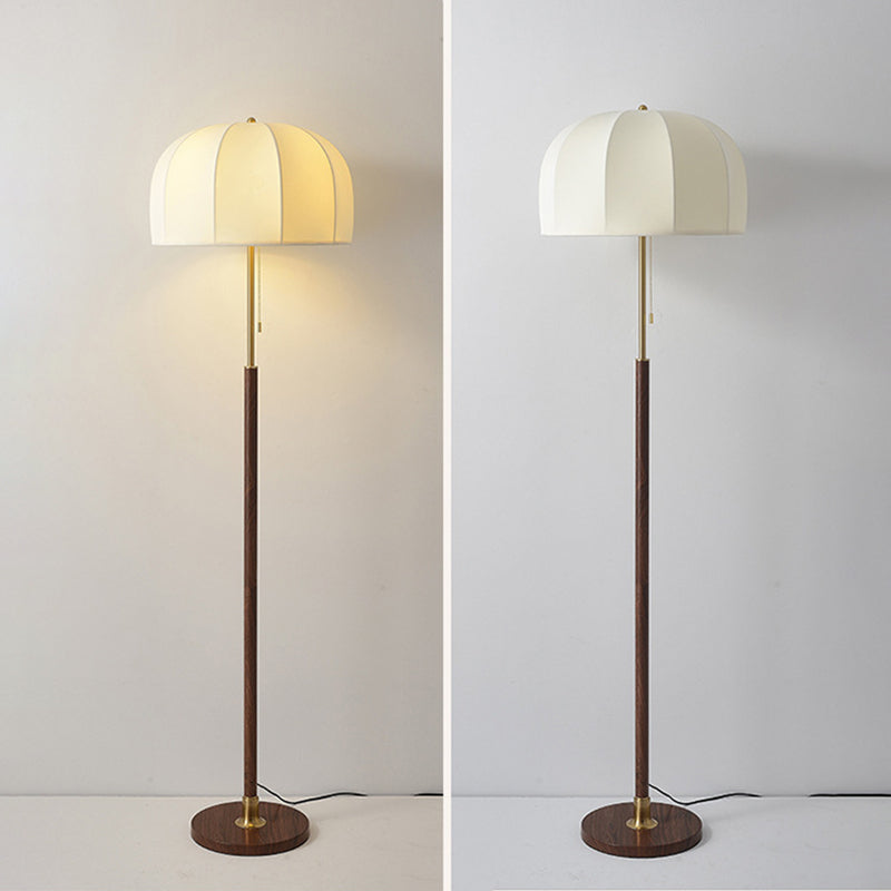 Traditional Vintage Round Semicircle Fabric Iron Floor Lamp - 1-Light Living Room Lighting