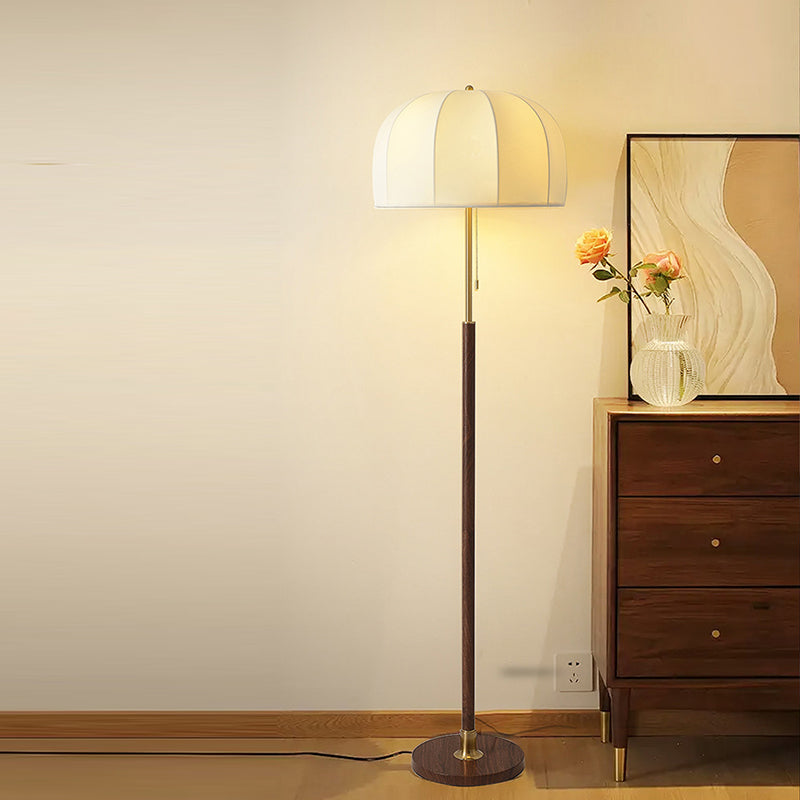 Traditional Vintage Round Semicircle Fabric Iron Floor Lamp - 1-Light Living Room Lighting
