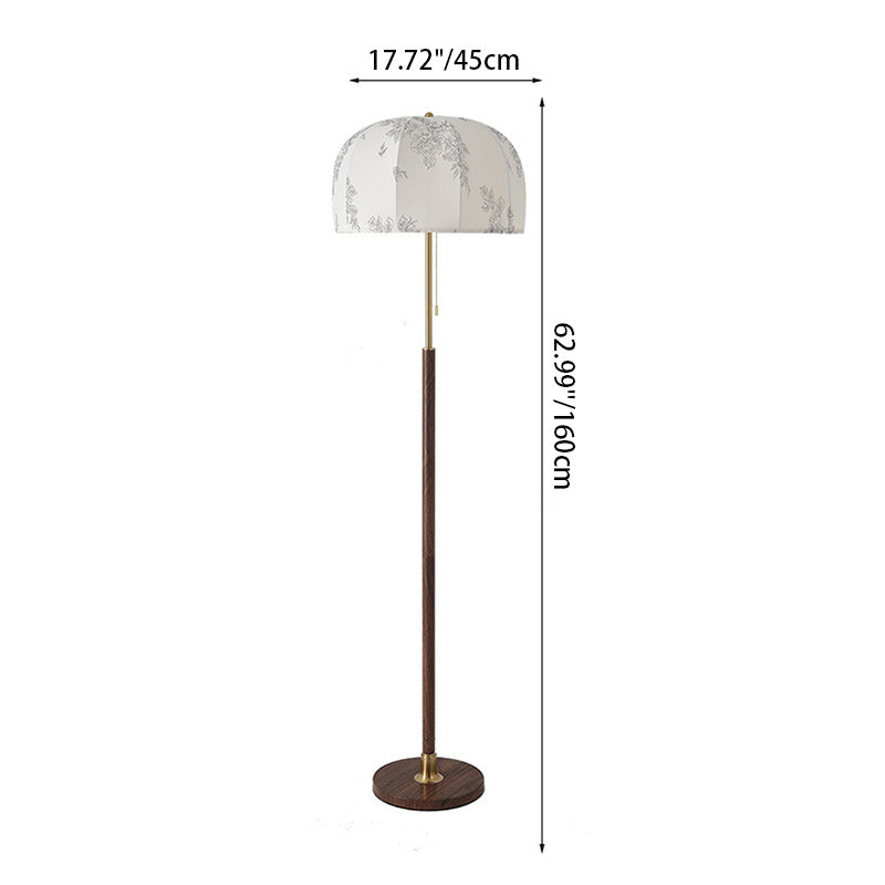 Traditional Vintage Round Semicircle Fabric Iron Floor Lamp - 1-Light Living Room Lighting