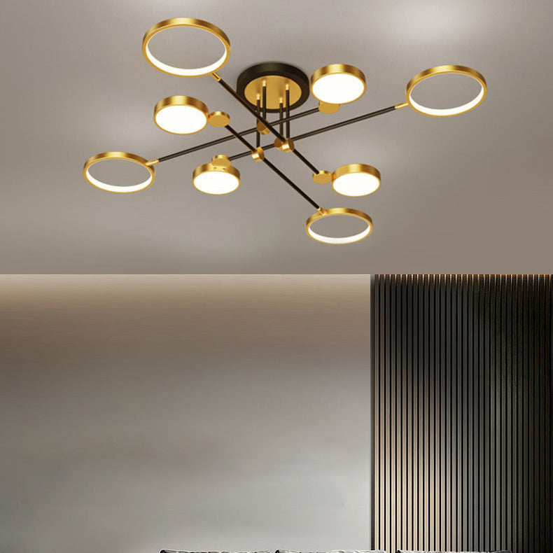 Contemporary Scandinavian Round Silicone Acrylic LED Chandelier for Bedroom