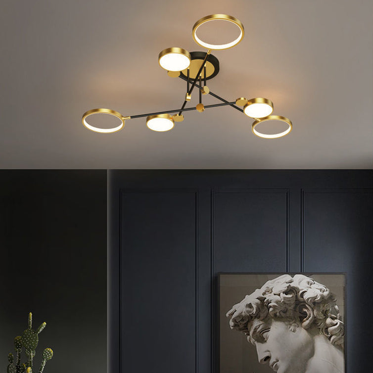 Contemporary Scandinavian Round Silicone Acrylic LED Chandelier for Bedroom