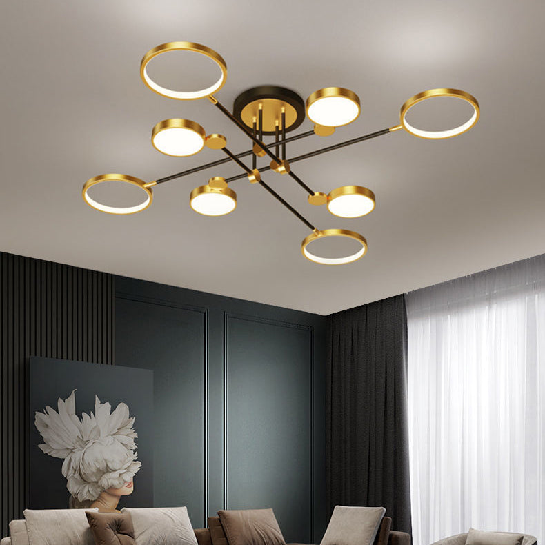 Contemporary Scandinavian Round Silicone Acrylic LED Chandelier for Bedroom