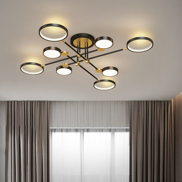 Contemporary Scandinavian Round Silicone Acrylic LED Chandelier for Bedroom
