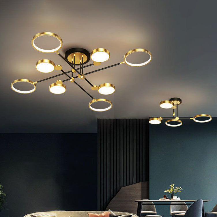 Contemporary Scandinavian Round Silicone Acrylic LED Chandelier for Bedroom