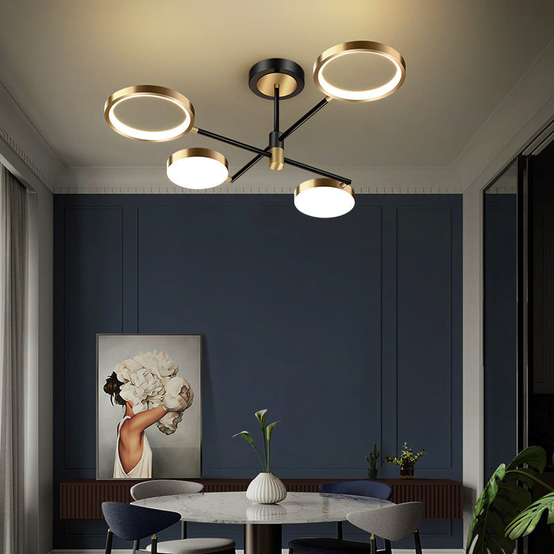Contemporary Scandinavian Round Silicone Acrylic LED Chandelier for Bedroom