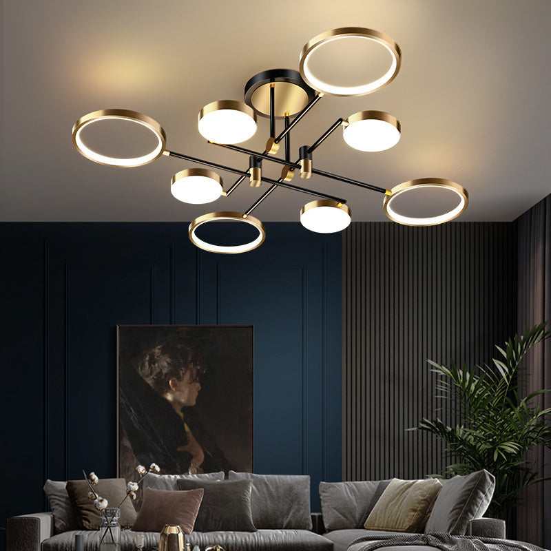 Contemporary Scandinavian Round Silicone Acrylic LED Chandelier for Bedroom