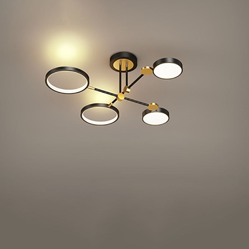 Contemporary Scandinavian Round Silicone Acrylic LED Chandelier for Bedroom