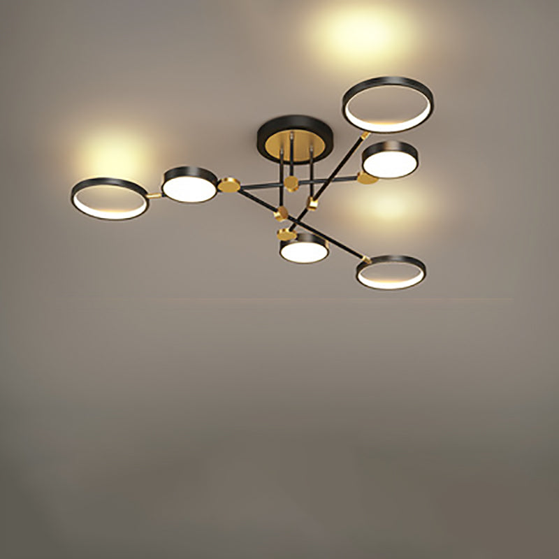 Contemporary Scandinavian Round Silicone Acrylic LED Chandelier for Bedroom
