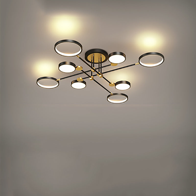 Contemporary Scandinavian Round Silicone Acrylic LED Chandelier for Bedroom
