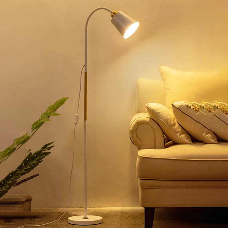 Modern Minimalist Round Cone Floor Lamp - 1-Light Iron & PVC Design for Living Room