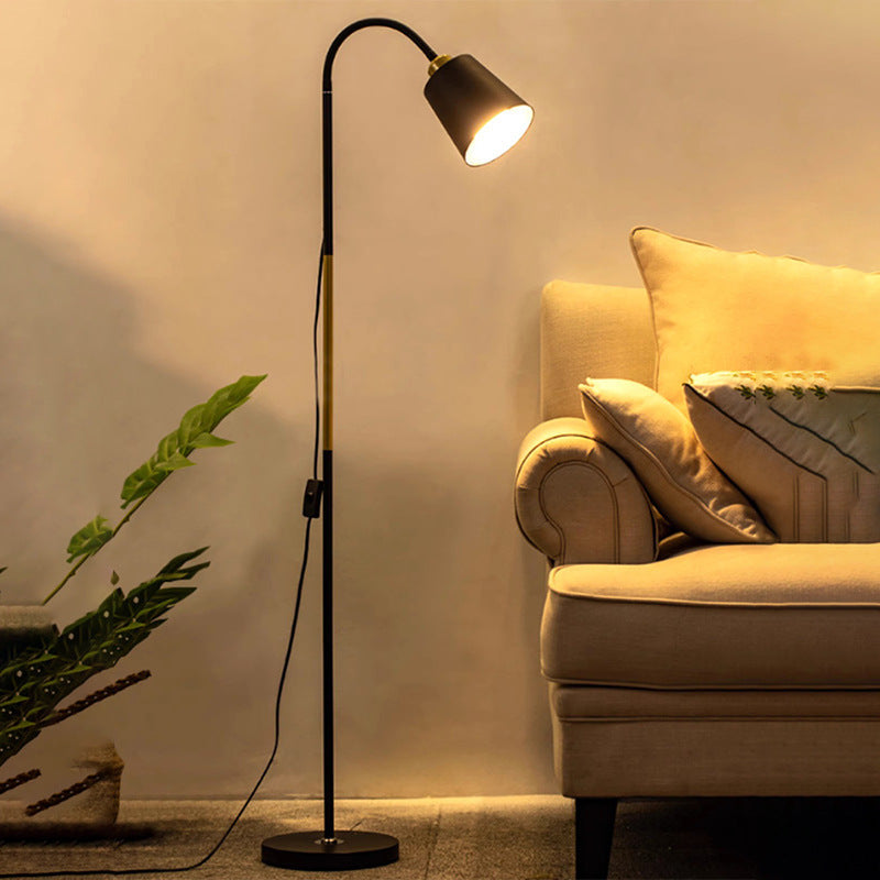 Modern Minimalist Round Cone Floor Lamp - 1-Light Iron & PVC Design for Living Room