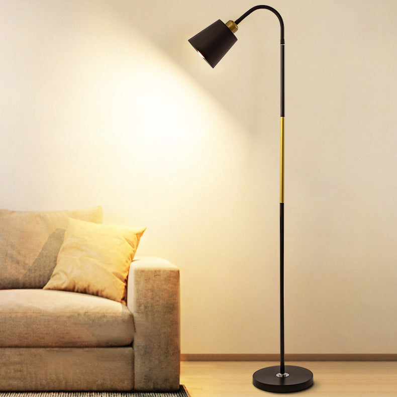 Modern Minimalist Round Cone Floor Lamp - 1-Light Iron & PVC Design for Living Room