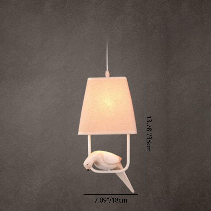 Contemporary Bird Chandelier - Iron Linen Resin Light Fixture for Bedroom