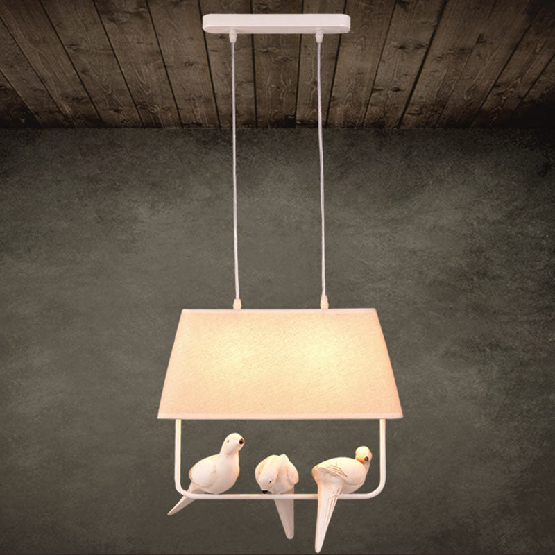 Contemporary Bird Chandelier - Iron Linen Resin Light Fixture for Bedroom