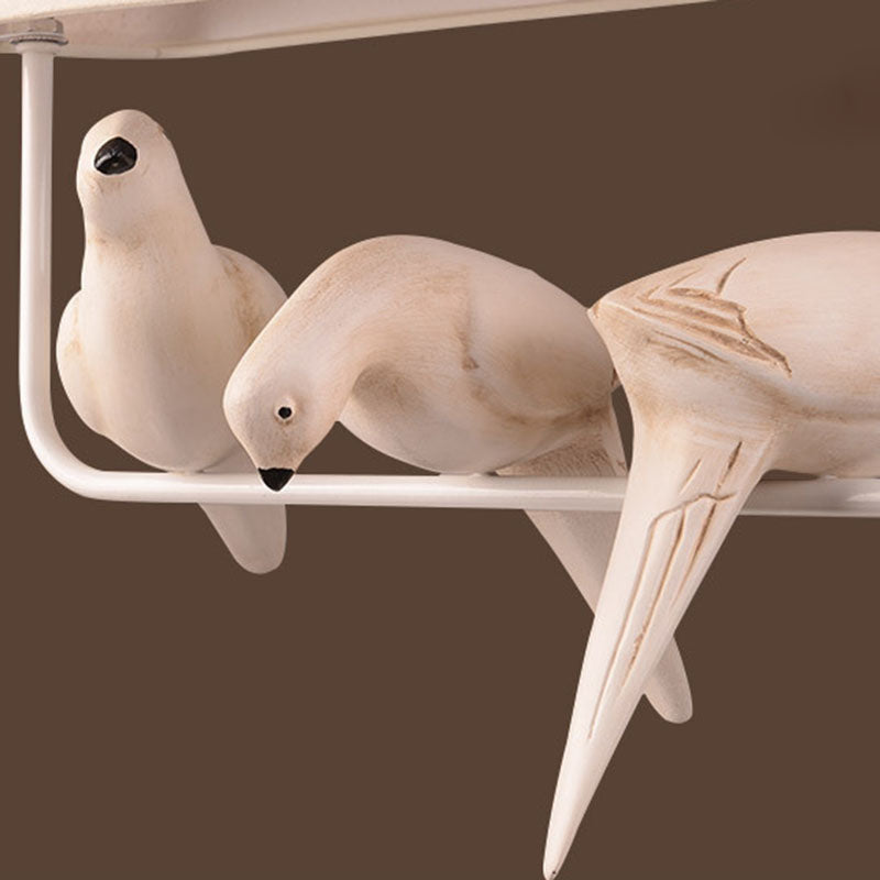 Contemporary Bird Chandelier - Iron Linen Resin Light Fixture for Bedroom