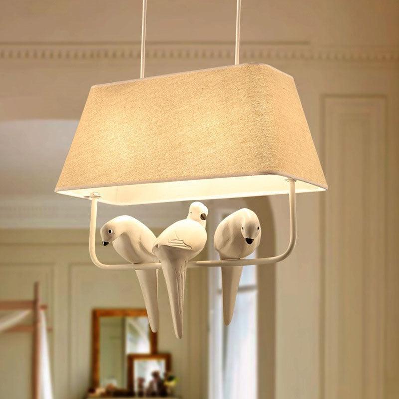 Contemporary Bird Chandelier - Iron Linen Resin Light Fixture for Bedroom
