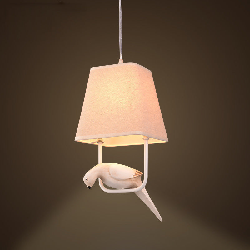 Contemporary Bird Chandelier - Iron Linen Resin Light Fixture for Bedroom