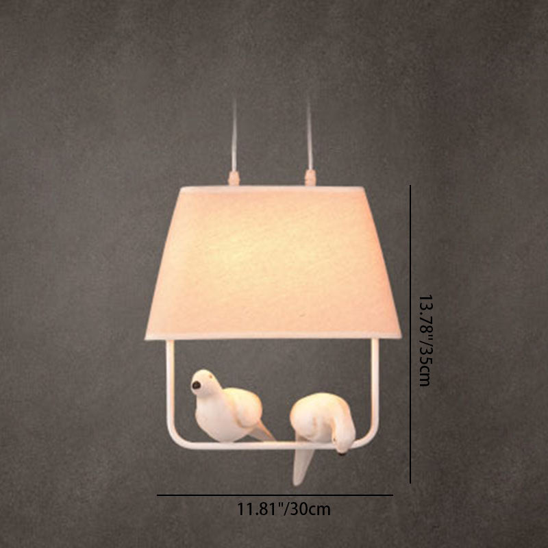 Contemporary Bird Chandelier - Iron Linen Resin Light Fixture for Bedroom