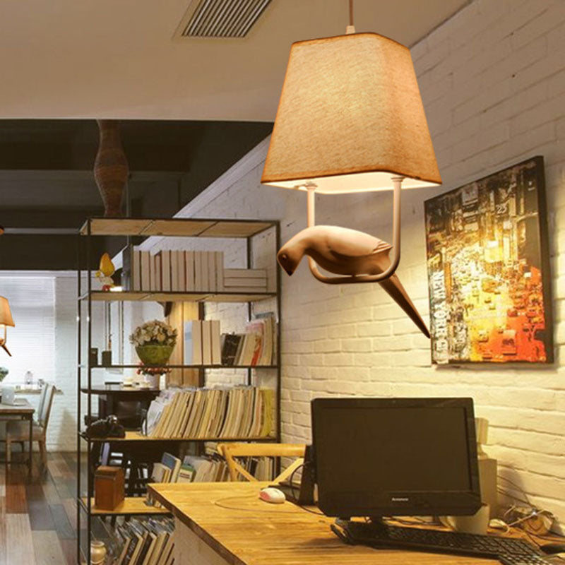 Contemporary Bird Chandelier - Iron Linen Resin Light Fixture for Bedroom