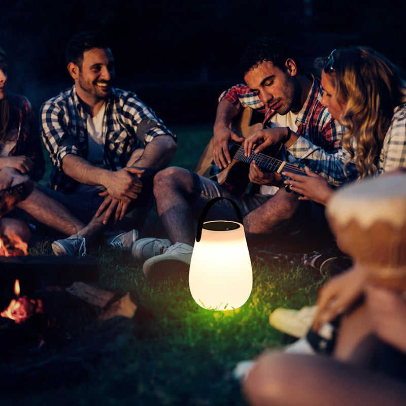 Modern Minimalist Solar Waterproof LED Outdoor Light - Portable PE Round Cylinder Cone Design