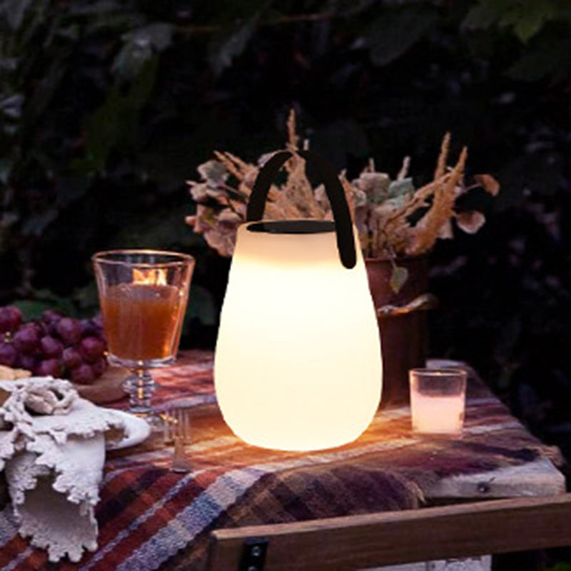 Modern Minimalist Solar Waterproof LED Outdoor Light - Portable PE Round Cylinder Cone Design