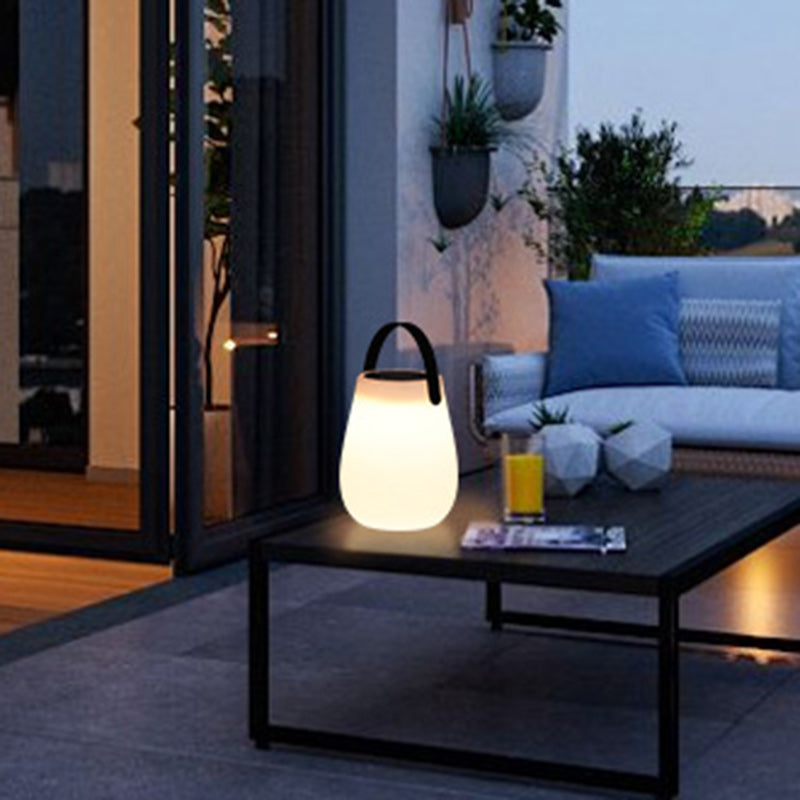 Modern Minimalist Solar Waterproof LED Outdoor Light - Portable PE Round Cylinder Cone Design