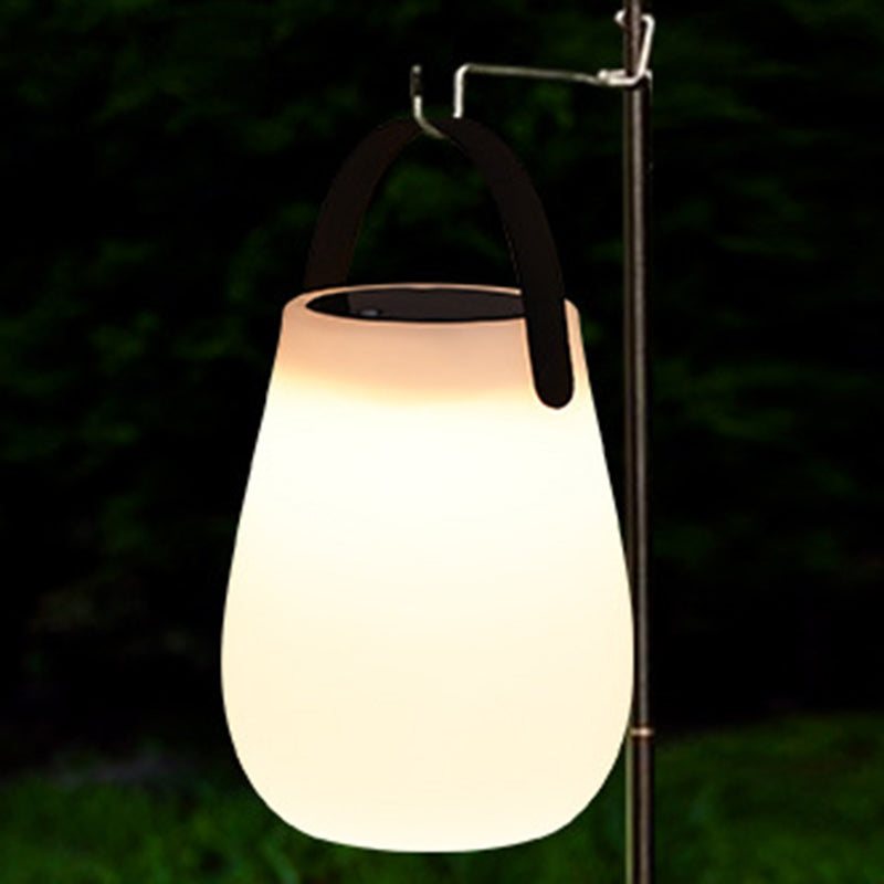 Modern Minimalist Solar Waterproof LED Outdoor Light - Portable PE Round Cylinder Cone Design