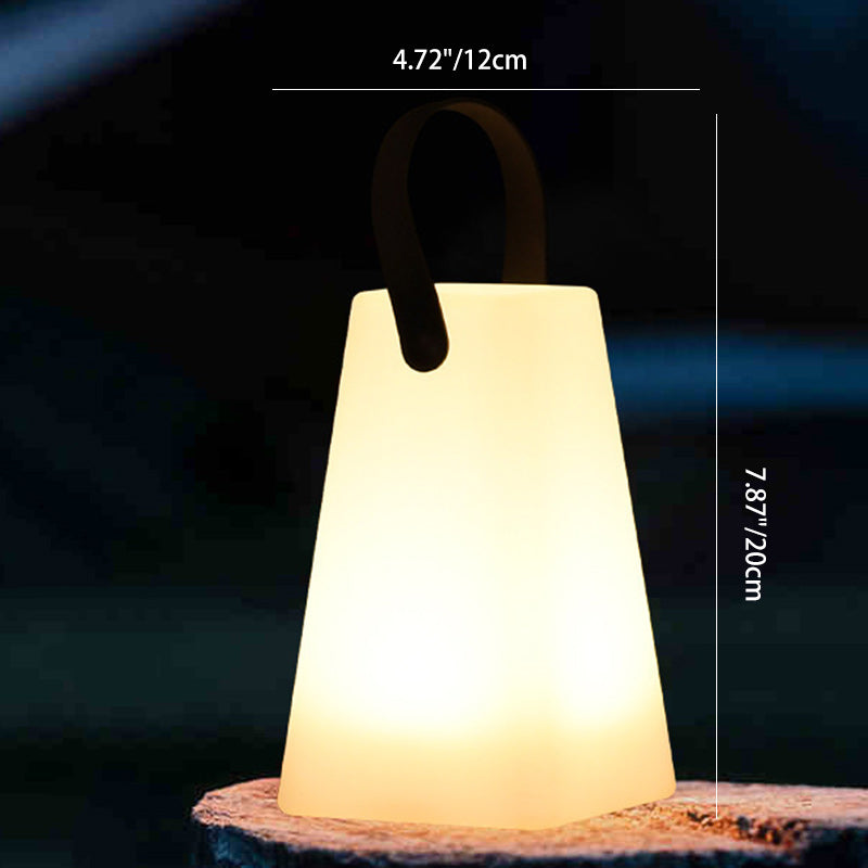 Modern Minimalist Solar Waterproof LED Outdoor Light - Portable PE Round Cylinder Cone Design