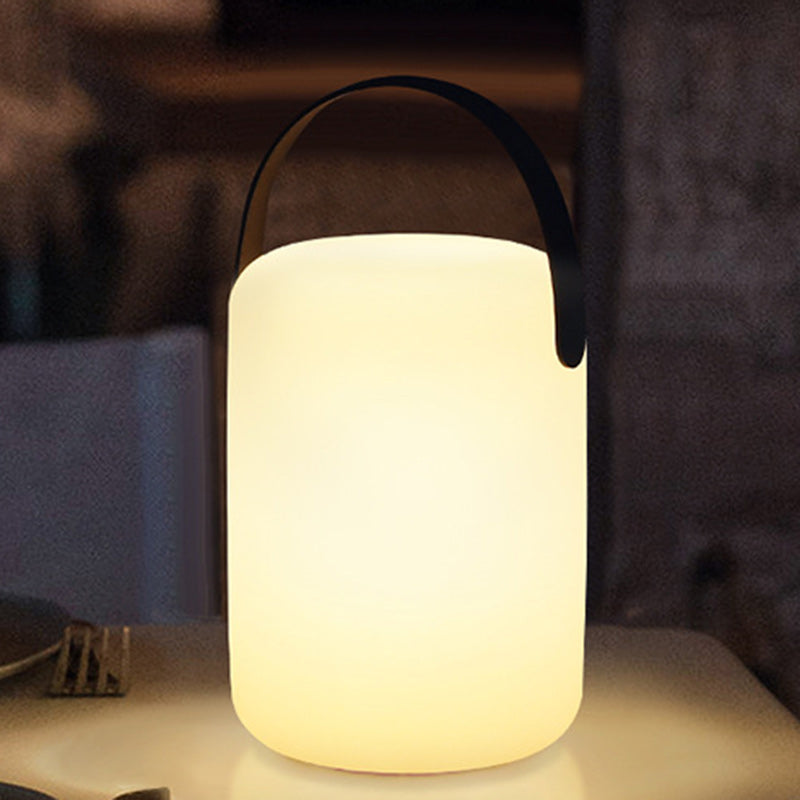 Modern Minimalist Solar Waterproof Portable PE Round Cylinder Cone LED Outdoor Light for Garden, Patio, Yard, Deck, Pathway, Landscape Lighting, Energy Efficient, Rechargeable, Weatherproof, Stylish Design