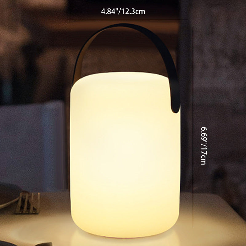 Modern Minimalist Solar Waterproof LED Outdoor Light - Portable PE Round Cylinder Cone Design