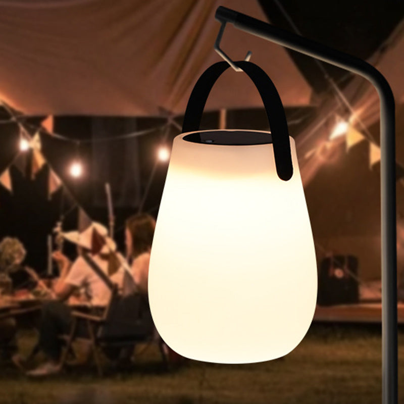 Modern Minimalist Solar Waterproof LED Outdoor Light - Portable PE Round Cylinder Cone Design