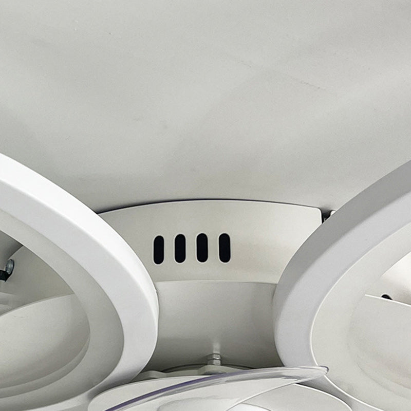 Modern Art Deco Flower Round Iron Acrylic LED Flush Mount Ceiling Fan Light for Bedroom