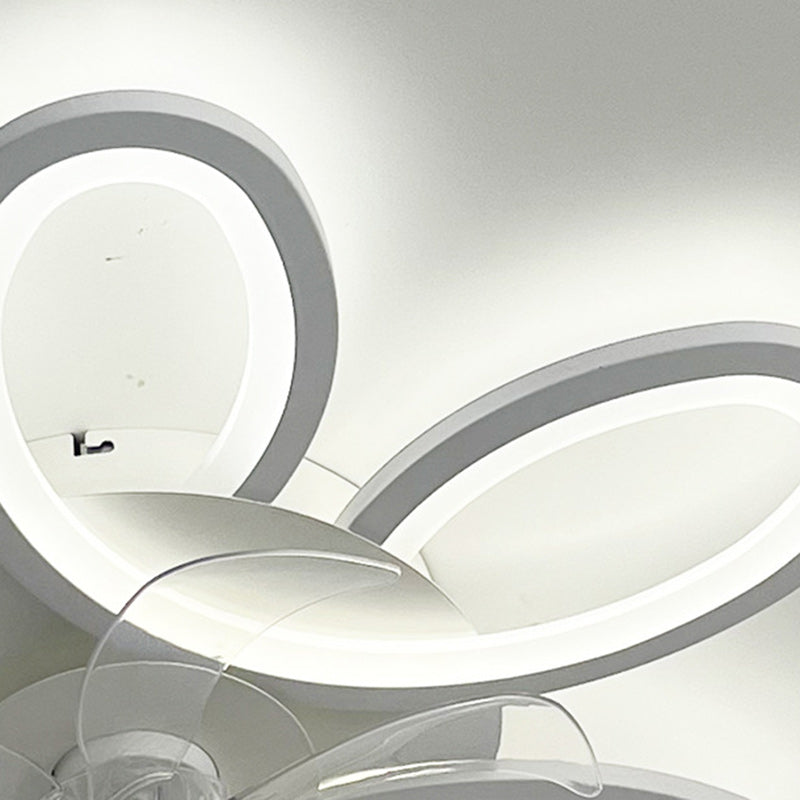 Modern Art Deco Flower Round Iron Acrylic LED Flush Mount Ceiling Fan Light for Bedroom
