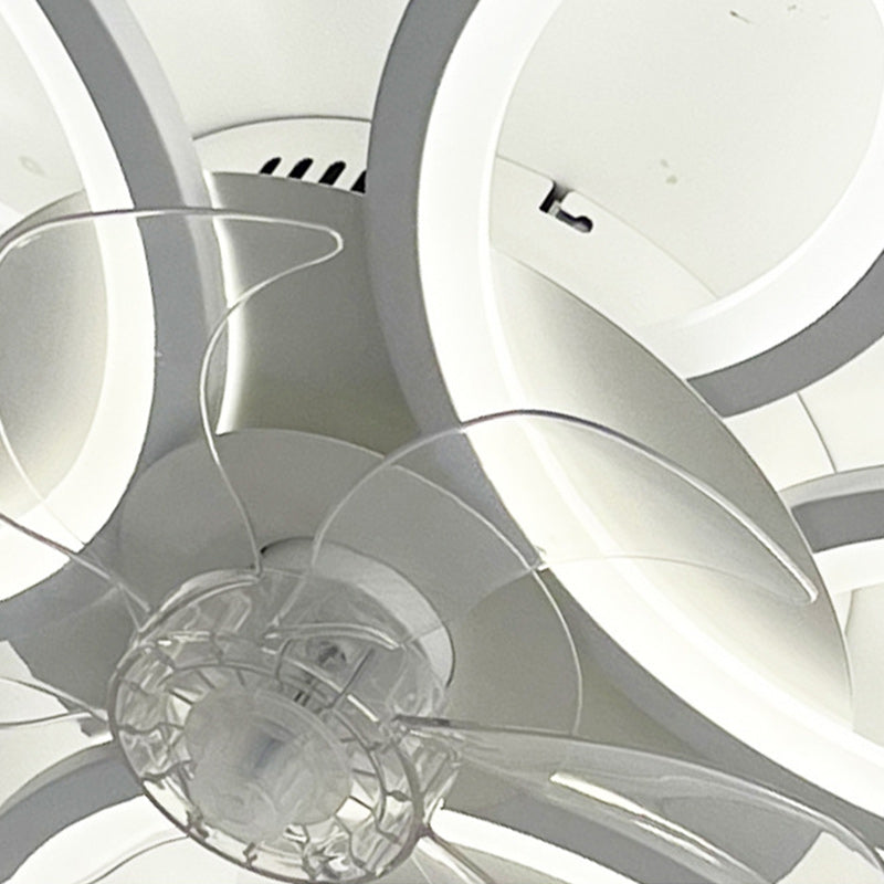 Modern Art Deco Flower Round Iron Acrylic LED Flush Mount Ceiling Fan Light for Bedroom