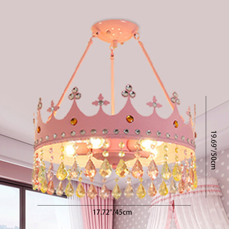 Contemporary Girls Crown Crystal 5-Light Chandelier – Bedroom Lighting Decor