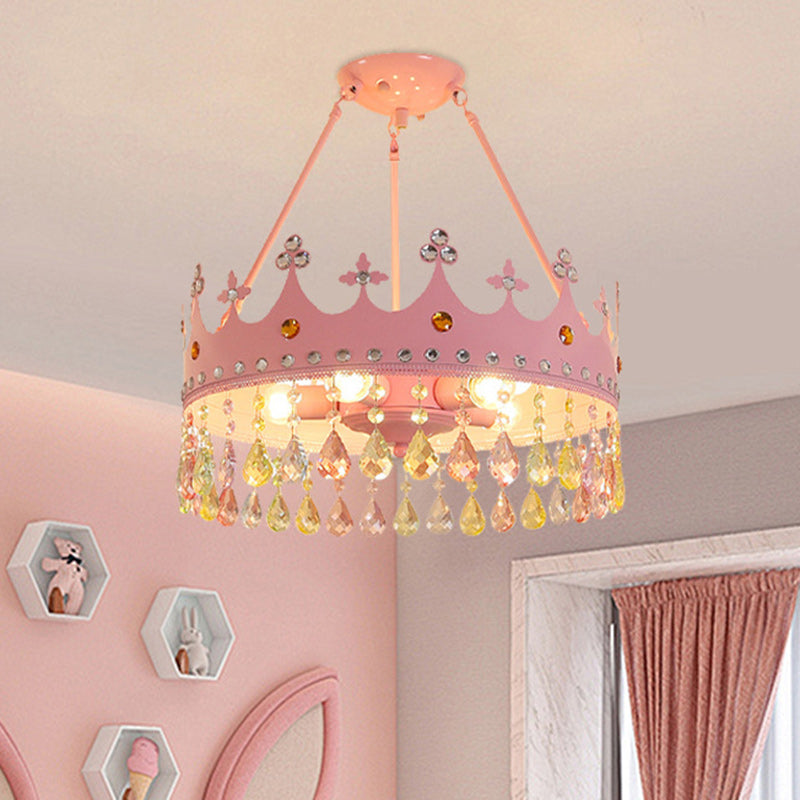 Contemporary Girls Crown Crystal 5-Light Chandelier – Bedroom Lighting Decor