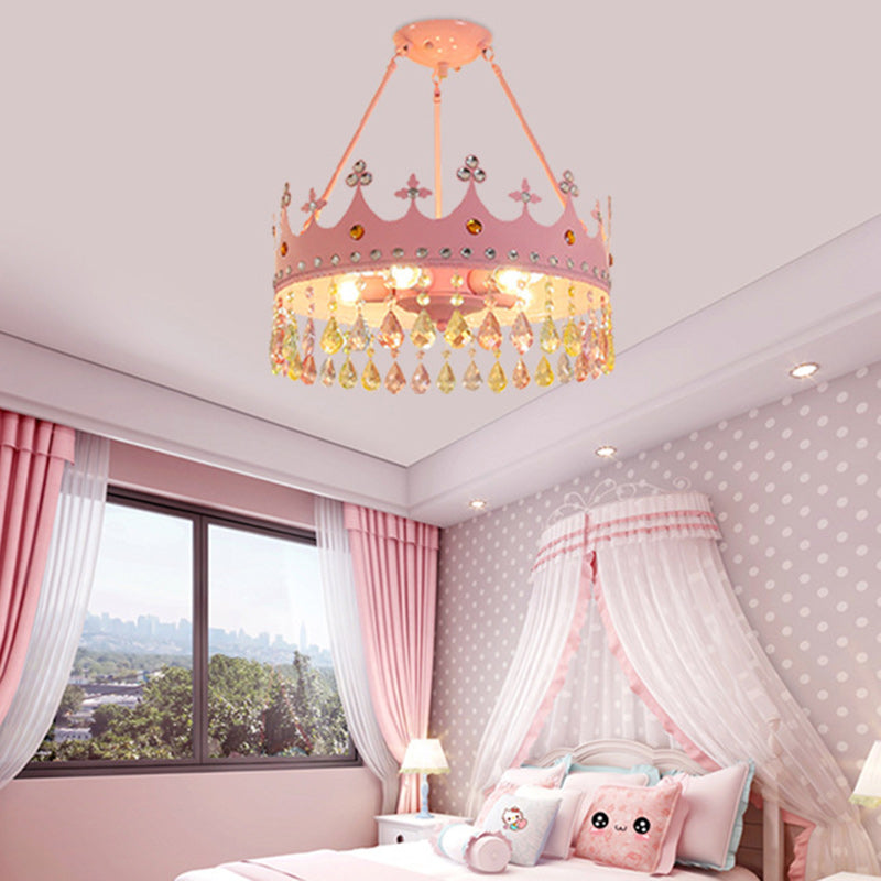 Contemporary Girls Crown Crystal 5-Light Chandelier – Bedroom Lighting Decor
