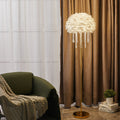 Modern Art Deco Cream Round Iron Crystal Floor Lamp for Bedroom