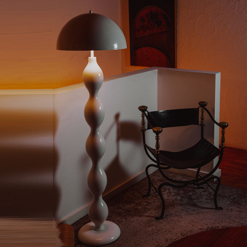 Contemporary Scandinavian Cream Mushroom Floor Lamp - 1-Light Semi-circle Iron Design for Living Room