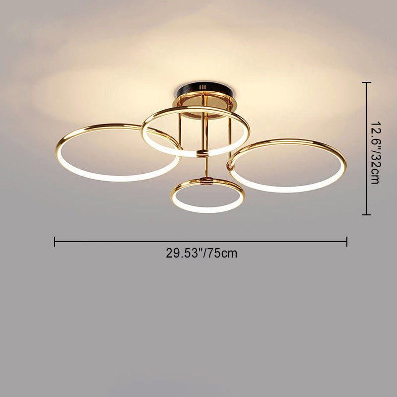 Modern Luxury Round Aluminum Silicone LED Semi-Flush Mount Ceiling Light