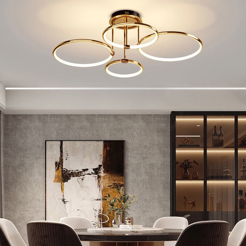 Modern Luxury Round Aluminum Silicone LED Semi-Flush Mount Ceiling Light