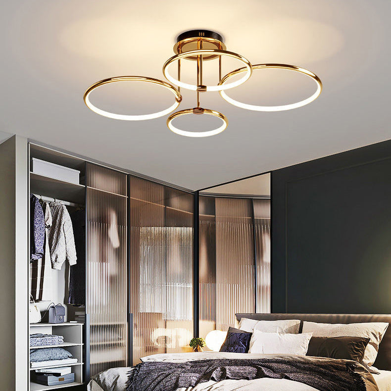 Modern Luxury Round Aluminum Silicone LED Semi-Flush Mount Ceiling Light