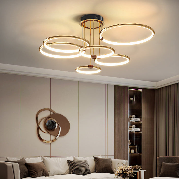 Modern Luxury Round Aluminum Silicone LED Semi-Flush Mount Ceiling Light