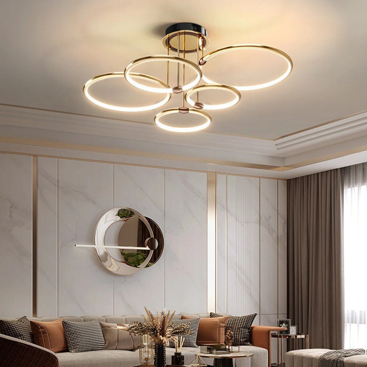Modern Luxury Round Aluminum Silicone LED Semi-Flush Mount Ceiling Light