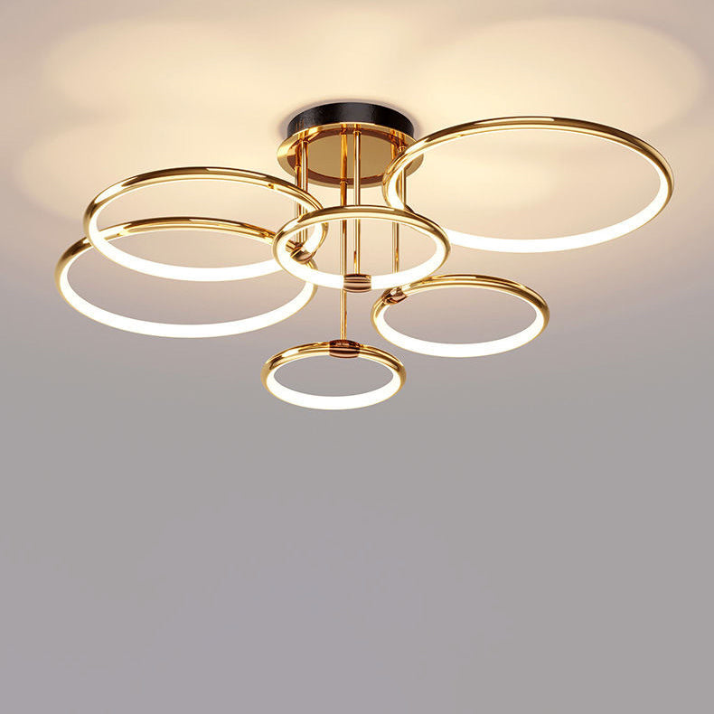 Modern Luxury Round Aluminum Silicone LED Semi-Flush Mount Ceiling Light