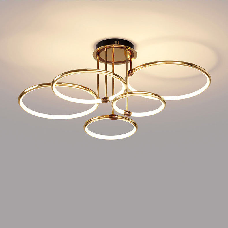 Modern Luxury Round Aluminum Silicone LED Semi-Flush Mount Ceiling Light