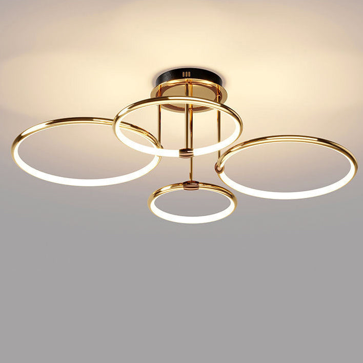 Modern Luxury Round Aluminum Silicone LED Semi-Flush Mount Ceiling Light