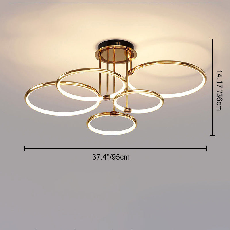 Modern Luxury Round Aluminum Silicone LED Semi-Flush Mount Ceiling Light