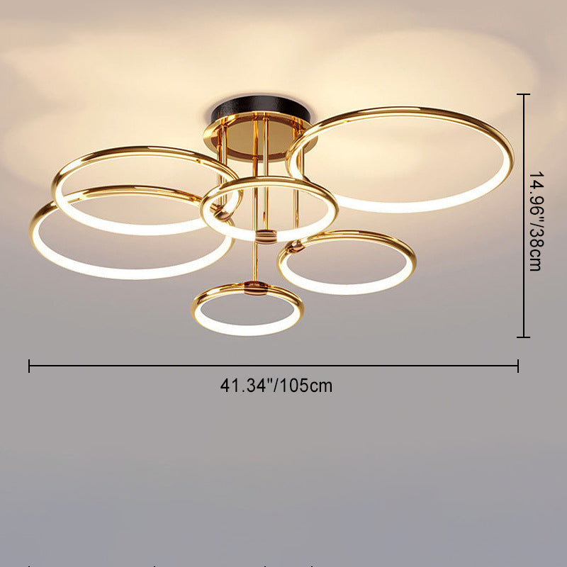 Modern Luxury Round Aluminum Silicone LED Semi-Flush Mount Ceiling Light