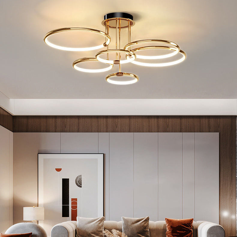 Modern Luxury Round Aluminum Silicone LED Semi-Flush Mount Ceiling Light